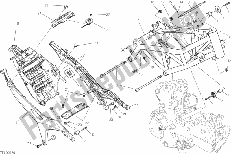 All parts for the Frame of the Ducati Hypermotard Brasil 821 2016